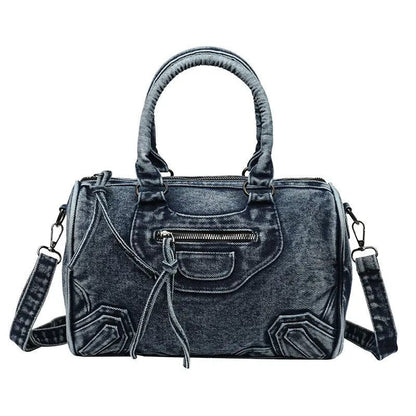 Washed Denim Satchel Bag