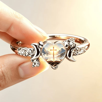 Cross Bible Heart Celestial Ring