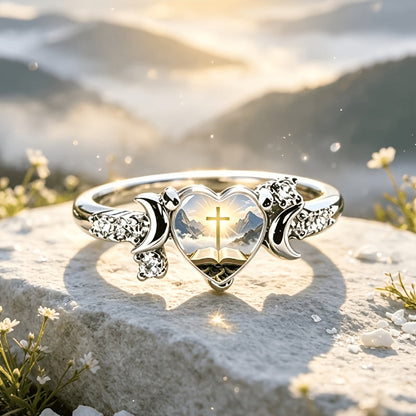 Cross Bible Heart Celestial Ring