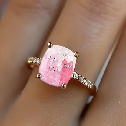 Three Pink Cats Square Ring