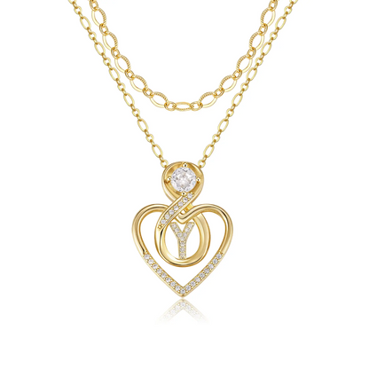 2pc 14k Initial Infinity Heart Necklace Set