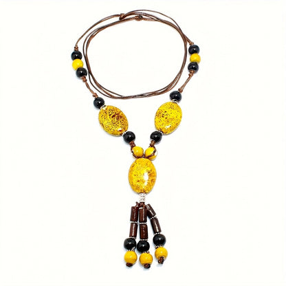 Speckled Ceramic Bead Necklace